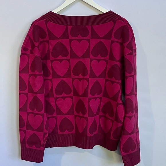 NWT Anthropologie English Factory Checkered Heart Sweater size L - Picture 10 of 12